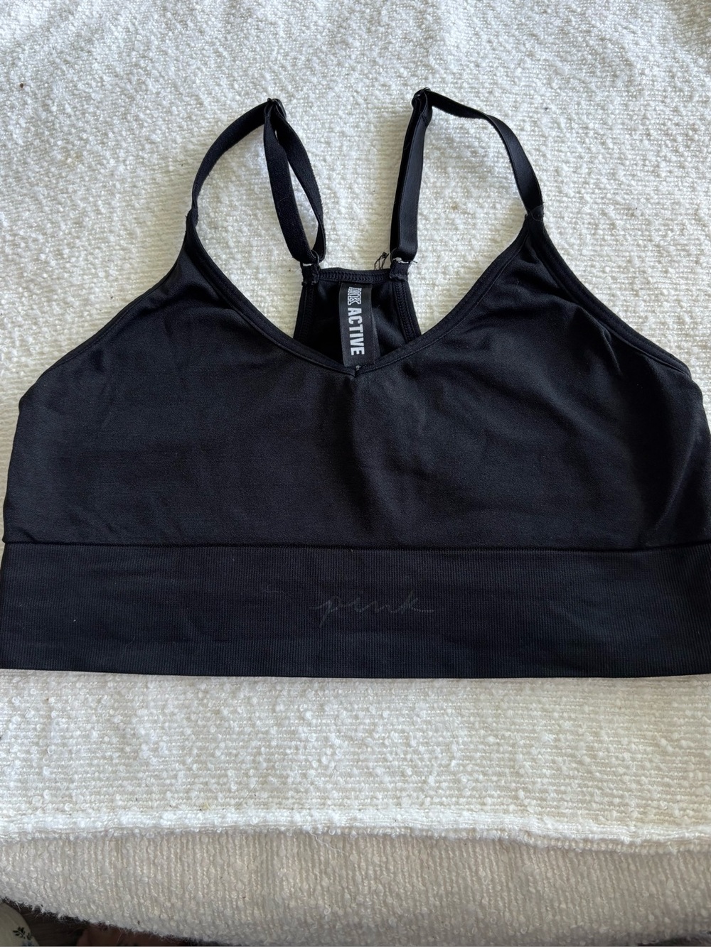 PINK Victoria's Secret Black Seamless Racerback Sports Bra